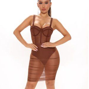 Fashion Nova - Mixed Drinks Mixed Feelings Mini Dress - Chocolate - size small